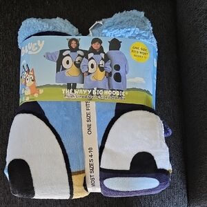 Bluey Kids One Piece Hoodie - Blue and White